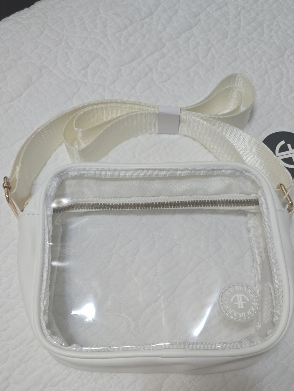 Clear White Crossbody Bag with Ivory Strap